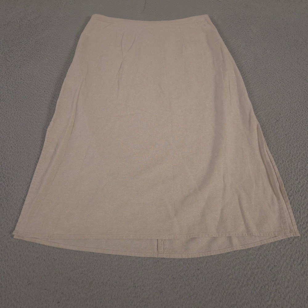 Old Navy Skirt Womens Large Beige Mid-Rise Linen-Blend Midi Breathable Neutral